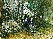 Carl Larsson ung man i park oil painting artist
